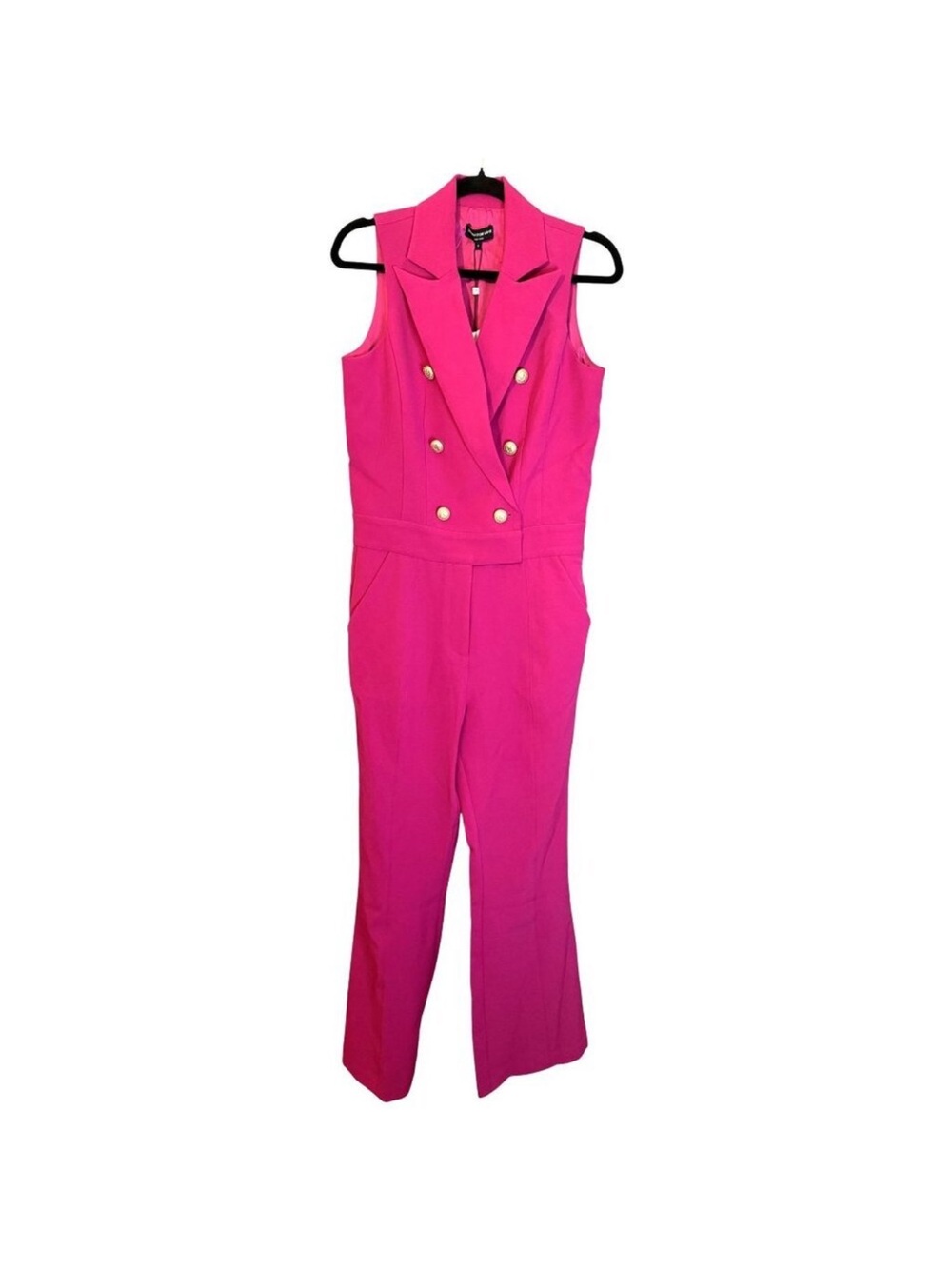 Generation Love Hot Pink Double-Breasted Sleeveless Jumpsuit